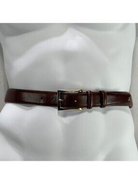 TRAFALGAR Easton Mens Brown Hand Polished Cortina Leather Belt  Silver Buckle 42
